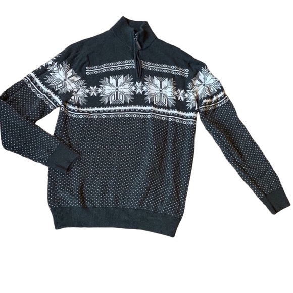 Men’s Aspen sweater with snowflakes Gray Size Medium - Picture 1 of 10